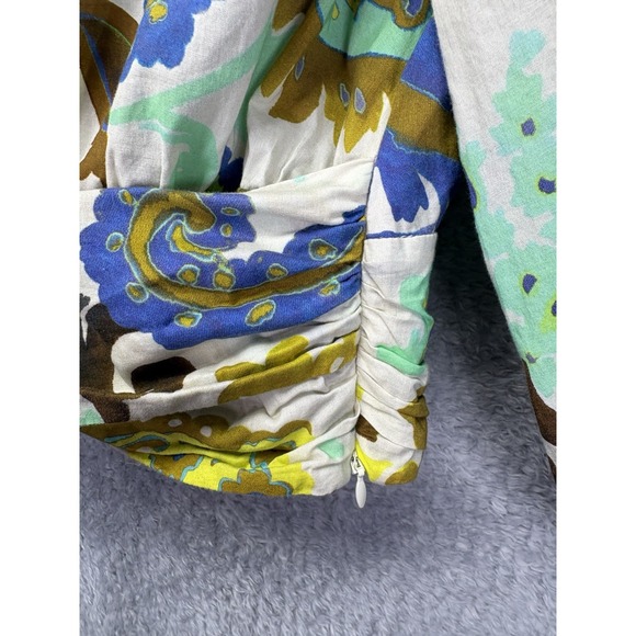 Zara Womens Long Sleeve Twist Front Crop Top Medium Paisley Boho V Neck Fitted - Picture 7 of 11